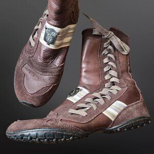 Vintage Y2K Archive Diesel Izuu Boxing Moto Boots Size 10 EUR 41 Brown Leather